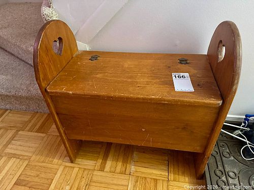 Vintage Pine Deacon's Bench With Storage and Heart Cutouts (1 of 9)