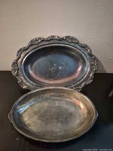 Silver-plated Ornate Serving Trays, Large Pair (16–20") (1 of 7)