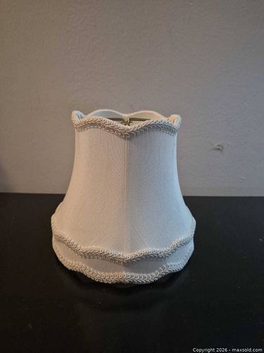 Small White Scalloped Empire Fabric Lampshade with Harp Adapter (1 of 6)