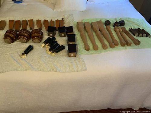 Lot of 21-50 Assorted Wooden Furniture Legs, Feet & Casters (1 of 3)