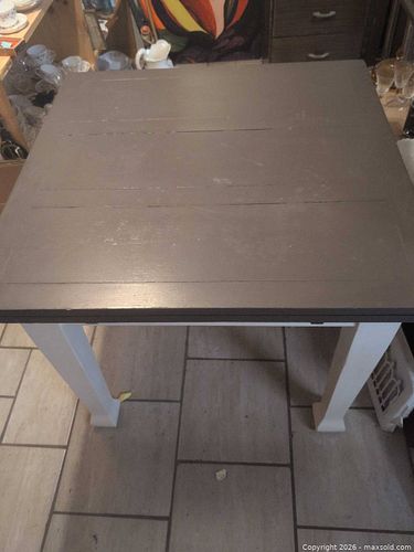 Farmhouse Rectangular Wood Dining Table, Gray Top White Legs (1 of 15)