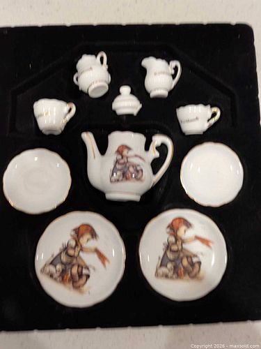 Hummel-Style Miniature Porcelain Dollhouse Tea Set (1 of 8)