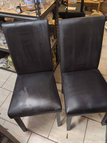 Set of 2 Black Upholstered High-Back Armless Dining Chairs (1 of 10)