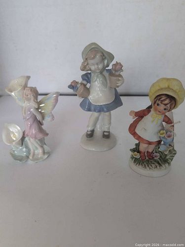 Set of 3 Multicolor Porcelain/Ceramic Fairy/Angel Figurines (1 of 13)