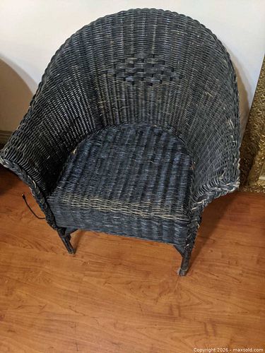 Black Wicker Barrel Back Chair (1 of 2)