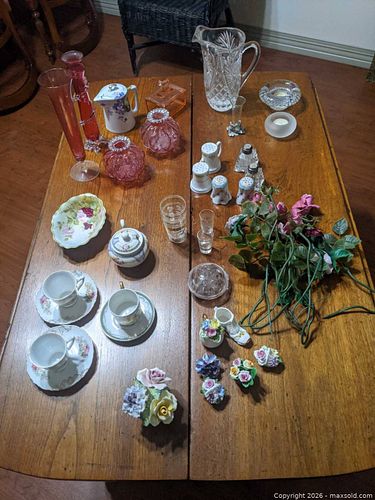 Mixed Vintage Porcelain, Glass & Silk Floral Lot (1 of 9)