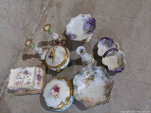 Porcelain China Floral Set with Gold Trim — Assorted Pieces (1 of 1)