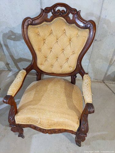 Victorian Rococo/Baroque Revival Solid Wood Accent Armchair (1 of 1)