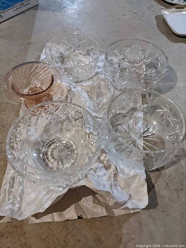 Vintage Pink Clear Cut Crystal Compote Bowls - Set of 5 (1 of 1)