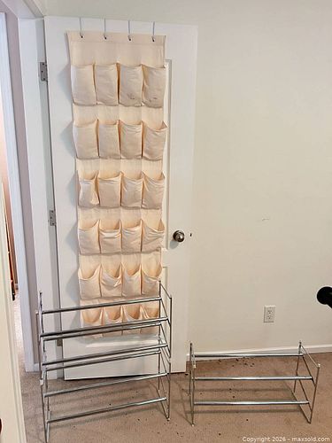 Over-the-Door Fabric Shoe Organizer & Two Chrome Metal Shoe Racks (1 of 7)
