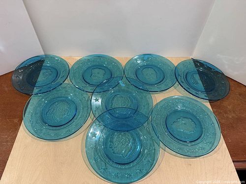 Set of 8 Wheaton Glass Decorative Collectors Plates, Blue (1 of 12)