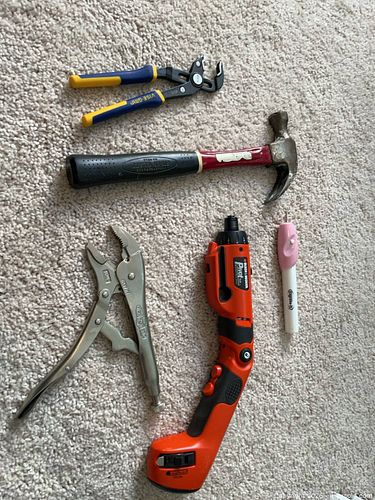 Lot of Hand Tools: Hammer, Pliers, Vise-Grip, Power Driver, Awl (1 of 9)