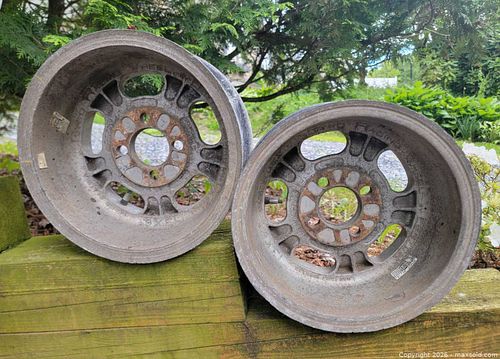 Vintage Gyro Racing Wheels (2) By Fenton 13×6 Aluminum 4 Lug Slotted Mag Wheels (1 of 5)
