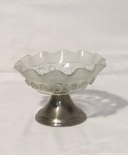 English Pressed Glass Compote with Silver-Plate Base (1 of 5)