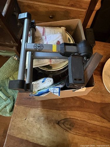 Lot: Gold's Gym Mini Pedal Exerciser, Dish Set, Metal Stand & Linens,& Misc Household Items (1 of 5)