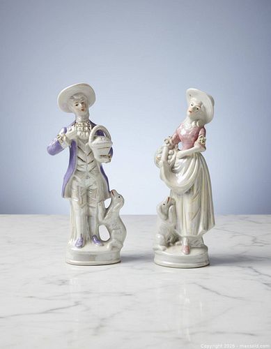 Porcelain Lustreware Victorian-Style Couple Figurine, 6–9 in (1 of 3)