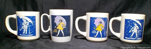 Vintage 'When it Rains it Pours' Ceramic Coffee Mug (Set of 4) (1 of 7)