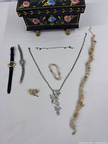 Mixed Jewelry Lot w/ Box – Necklaces, Watches & 925 Italy Bracelet (1 of 15)