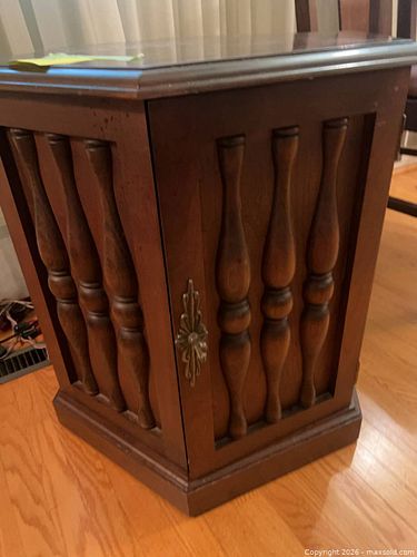 vintage hexagonal wooden storage end table (1 of 5)