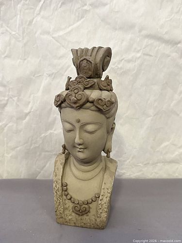 Chinese Ceramic Guanyin Bust Statue, Stamped Seal, Medium (1 of 6)