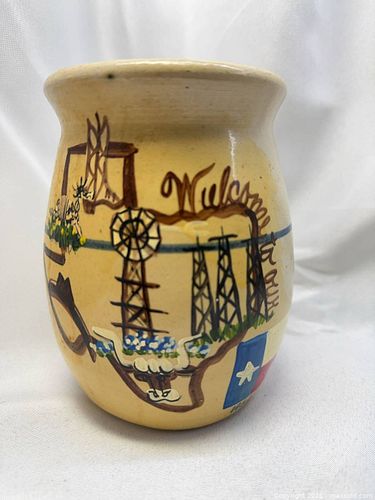 Vintage 1980s Hand-Painted Texas Ceramic Stoneware Vase (1 of 7)