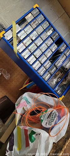 Small Parts Metal Organizer with Drawers, Bench Vise & Hardware (1 of 6)