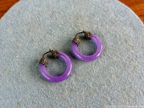 Contemporary Purple Jade Hoop Earrings (1 of 5)