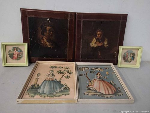 Vintage Lot of 6 prints with 2x Turner Framed Victorian-Style Portrait Prints and more (1 of 10)