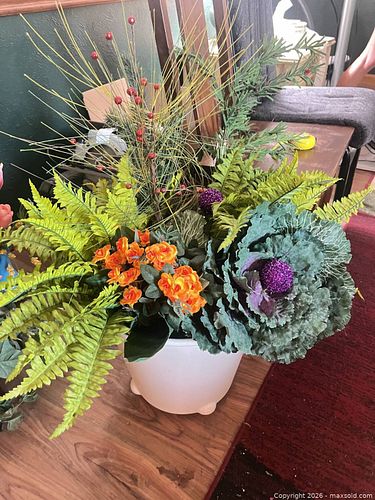 Artificial Silk Flower Arrangement with Ceramic Pot (1 of 3)