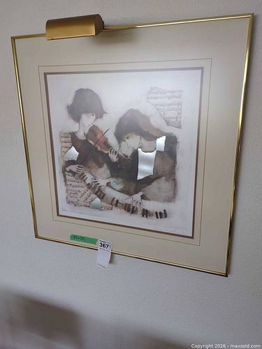 Framed Musical-Themed Signed Print with Gold Metal Frame (1 of 8)
