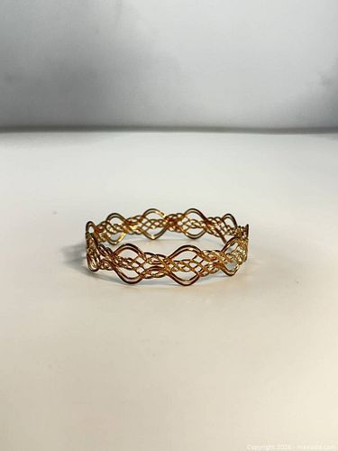Gold-Plated Braided Wire Bangle Bracelet, Medium (1 of 3)
