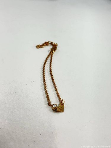 Gold Tone Women's Bracelet with Heart Charm and Extender Chain (1 of 3)