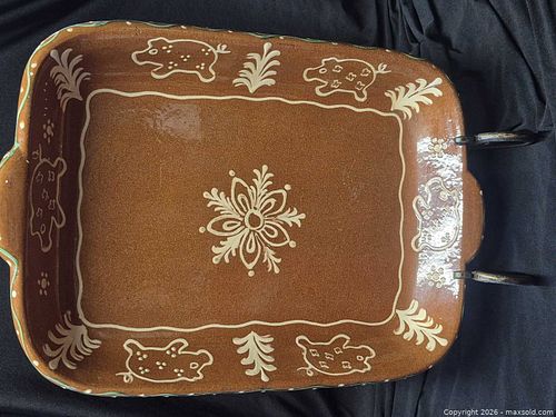 Hand-Painted Ceramic/Earthenware Baking Dish with Metal Handles (1 of 11)