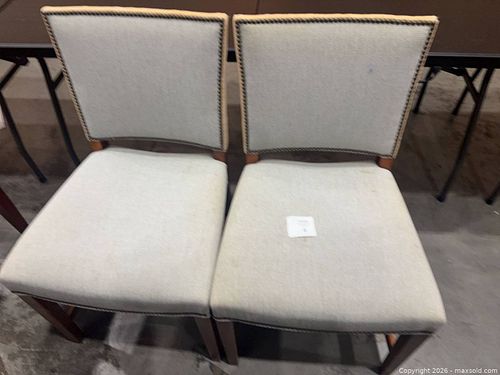 Pair of Hickory Chair Dining Side Chairs, Beige/Cream Upholstery (1 of 3)