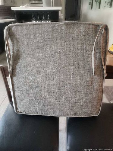 Gray/Taupe Fabric Chair Back Cushion with Corner Ties (1 of 3)