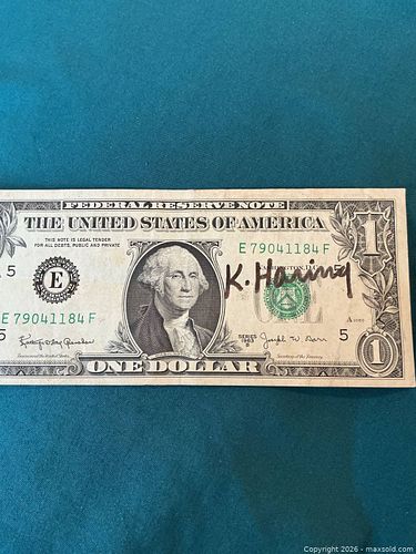 Keith Haring Autographed Signed Authentic 1963 Dollar Bill (1 of 4)