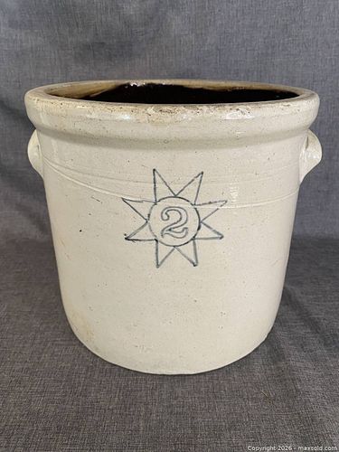 Antique Blue Star 2 Gallon Stoneware Crock  (1 of 12)