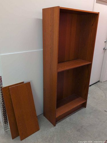 Brown Oak Veneer Bookcase, ~71–72 in H x 32 in W (1 of 7)