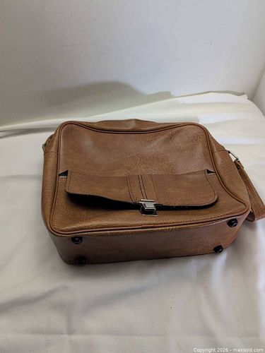 Medium Brown/Tan Faux Leather Messenger Shoulder Bag (1 of 3)