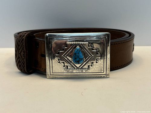 Vintage Signed Navajo Belt Buckle (1 of 7)