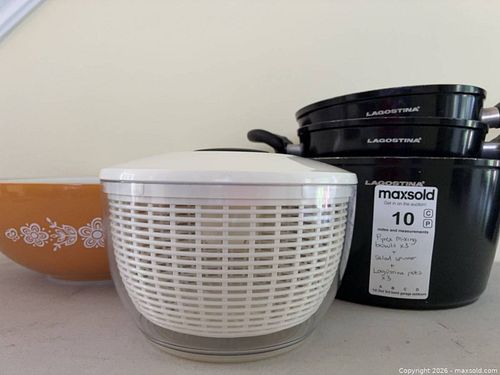 Pyrex Mixing Bowls x3, OXO Salad Spinner and Lagostina Pots x3 (1 of 10)