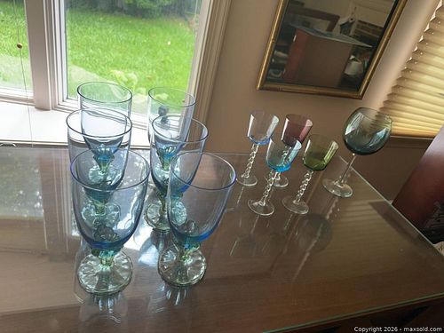Hand-blown Colored Glassware Set, 10 Pieces (1 of 7)