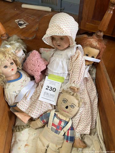 an assortment of vintage and antique collector dolls, including composition, porcelain, and rag dolls (1 of 5)
