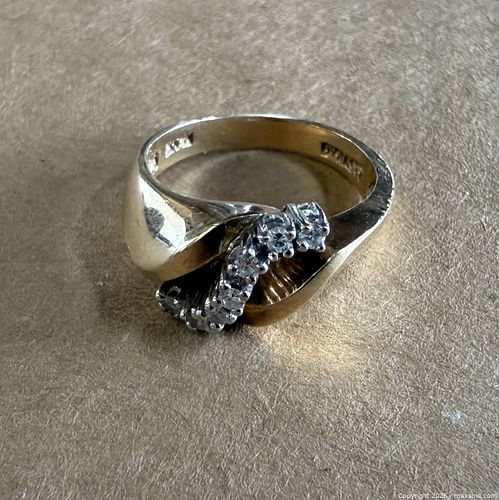 Cluster Swirl Cocktail Diamond Ring, 10-14K Gold, Size 5.75 (1 of 11)