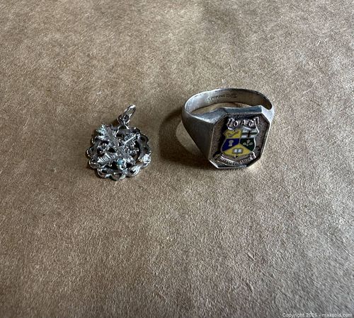 Sterling Silver Enamel Signet Ring & Pendant — 9.50 g (1 of 16)