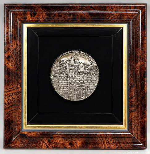 Vintage Framed Israeli 925 Silver Jerusalem Wall Plaque By ZADOK ARTS - Marked  (1 of 6)