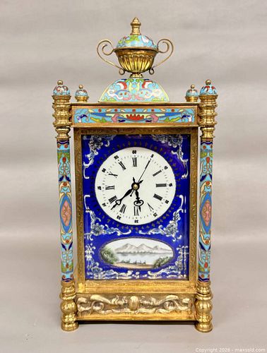  Vintage Hand Painted Chinese Cloisonné & Brass Mantel Clock (1 of 10)