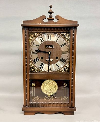 Vintage Korean Centurion 35-Day Pendulum Chime Mantel/Wall Clock with Key (1 of 7)