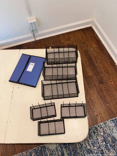 Set of 6 Black Metal Mesh Pegboard/Slatwall Hanging Baskets (1 of 7)