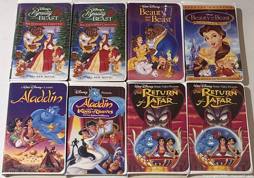 Disney Vintage VHS Tape Lot of 8- Titles including Beauty & the Beast and Aladdin (1 of 3)